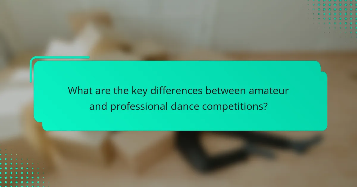 What are the key differences between amateur and professional dance competitions?